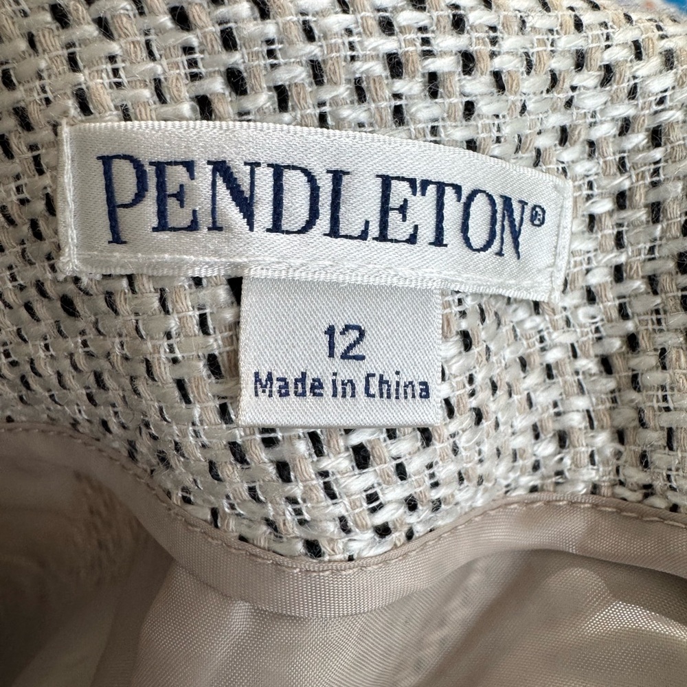 Pendleton city limits Black White tweed woven lined pencil skirt size 12
